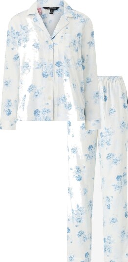 Lauren Ralph Lauren Pysjsett LRL L/s notch collar long pant pj set Blå