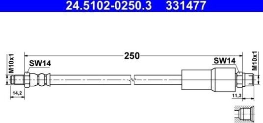 ATE 24.5102 0250.3 Bremseslange ATE 24.5102 0250.3 Bremseslange