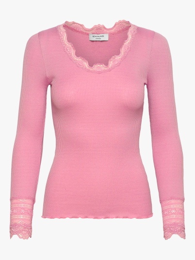 Rosemunde Benita Silk T Shirt W/ Lace Rosa M