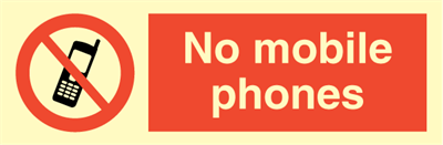 Jo Safety No mobile phone Rigid plast R HR 100 x 300 mm IMO 102037RHR