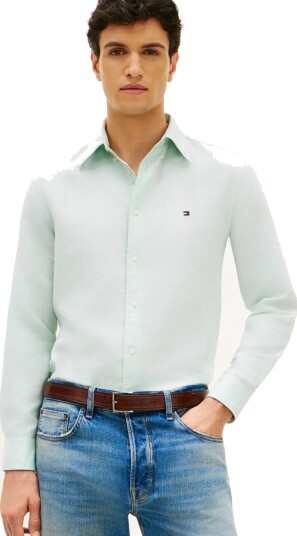 Tommy Hilfiger Linen Blend Dobby Rf Shirt Green XS
