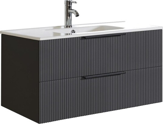 A-collection Fovere Ribb Servantskap Svart Matt / 90cm A-collection Fovere Ribb Servantskap Svart Matt / 90cm