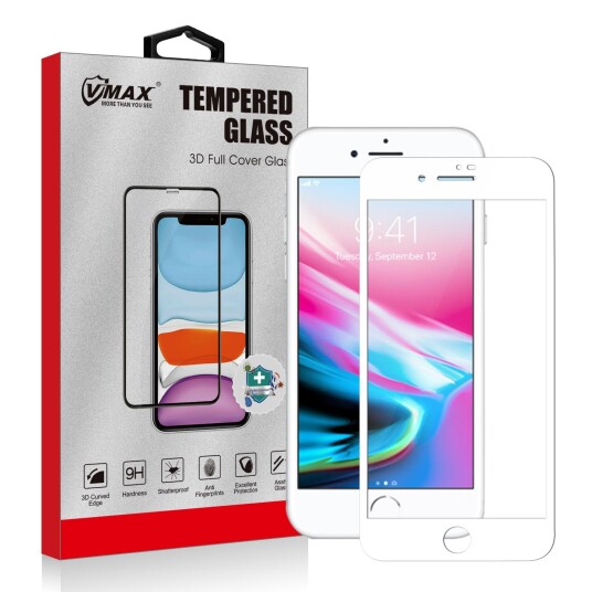 VMAX skjermbeskytter iPhone 7+/8+ - hvit, herdet glass