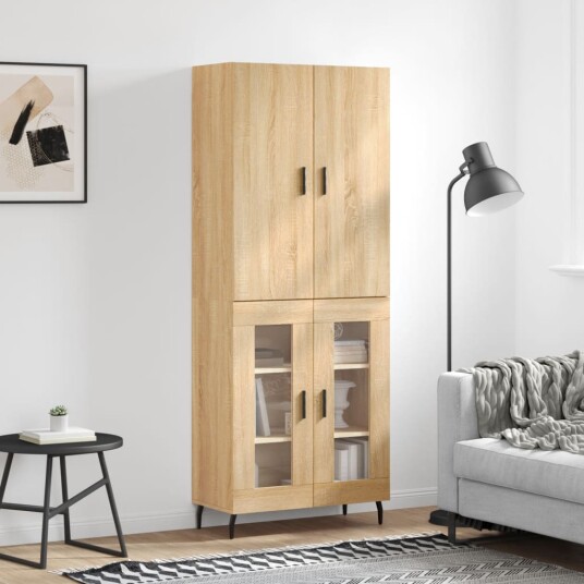 Highboard sonoma eik 69,5x34x180 cm konstruert tre