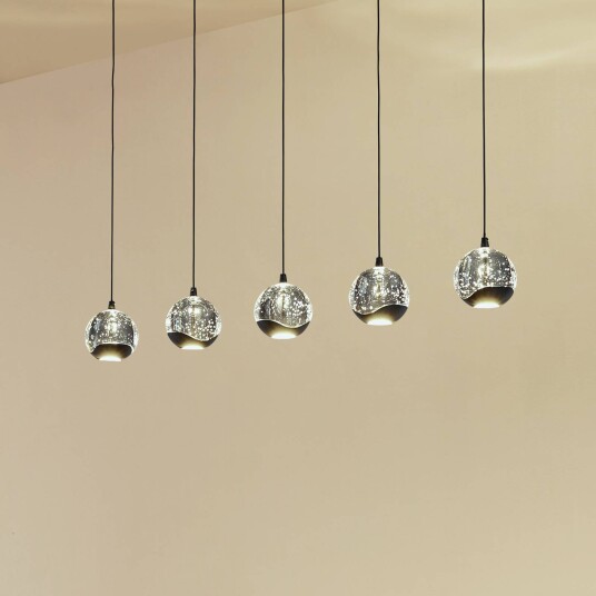 Lucande LED pendellampe Hayley svart 5 lyskilder langstrakt Lucande LED pendellampe Hayley svart 5 lyskilder langstrakt