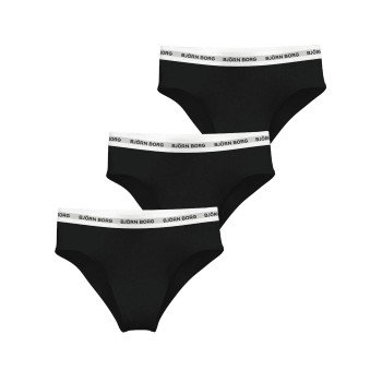 Björn Borg Truser 3P Logo High Waist Brief Svart bomull X-Large Dame