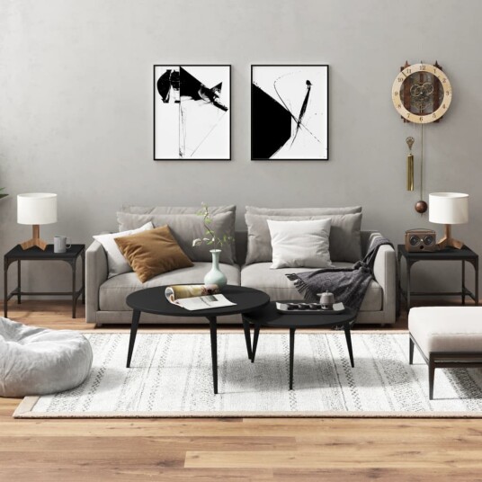vidaXL Sidebord 2 stk svart 40x40x35 cm konstruert tre vidaXL Sidebord 2 stk svart 40x40x35 cm konstruert tre