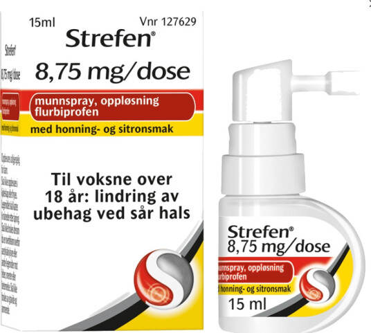 Strefen Munnspray 8,75mg/dose Honning og Sitron 15 ml Strefen Munnspray 8,75mg/dose Honning og Sitron 15 ml