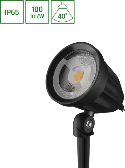 Spectrum FLORI Ligero 6W hagelampe svart med spyd 40° spredning IP65 230V Dimbar : Ikke dimbar Kulør : Nøytral
