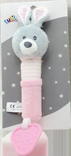 Tulilo Kosebamse med Rangle og Lyd 17 cm Rosa Kanin