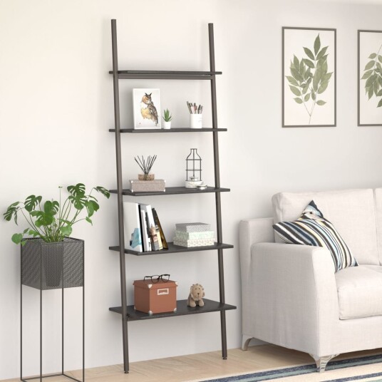 vidaXL Stigehylle 5 etasjer svart 64x34x185,5 cm