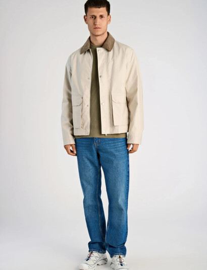 Lindbergh Field Jacket With Corduroy Collar Cream M Lindbergh Field Jacket With Corduroy Collar Cream M