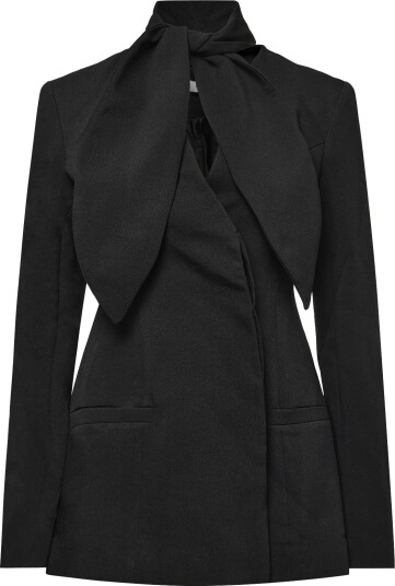 Topshop Tsasli Scarf Detail Blazer JET BLACK 40 Topshop Tsasli Scarf Detail Blazer JET BLACK 40
