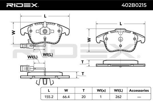 Bremseklosser RIDEX 402B0215 Bremseklosser RIDEX 402B0215