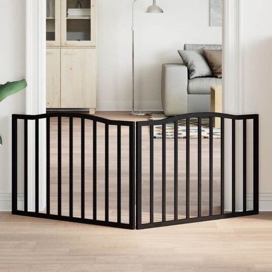 Vidaxl Hundeport Sammenleggbar 2 Paneler Svart 160 cm Poppeltre