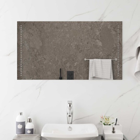 vidaXL LED Badevindu Gjennomsiktig 90 x 50 cm herdet glass Rektangulær