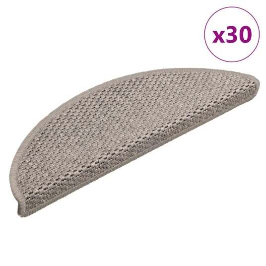  Selvklebende trappematter sisal 30 stk 56x17x3 cm sølv 8721288459787