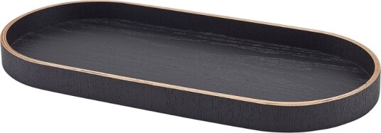 Brett Oval Svart Finér Tre 35 x 16.5cm