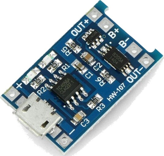 Li-Po batterilader TP4056 1S 3,7V microUSB med beskyttelse