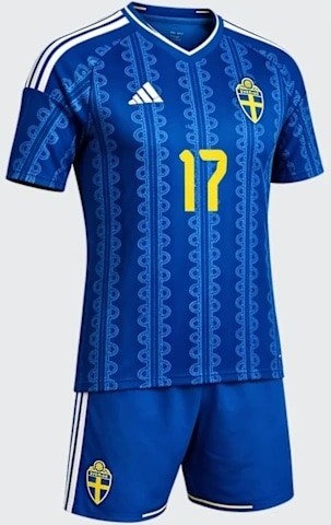 Sveriges fotballandslag 2026 Barnsett trøye og shorts pustende fotballdrakt i polyester sportsfanklær 28