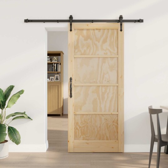 vidaXL Skyvedør ORKDAL Naturlig og svart 86 x 198,5 cm Heltre furu