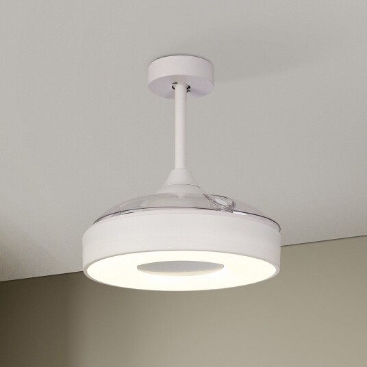 Coin Mini LED takvifte hvit DC stillegående Ø91 cm – Mantra Mantra Iluminación Coin Mini dimmbar Hvit Stue Plast Moderne 48 Hvit