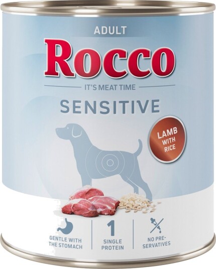 Rocco våtfôr Sensitive Ny oppskrift med ris Lam 6 x 800 g 6 x 800 g