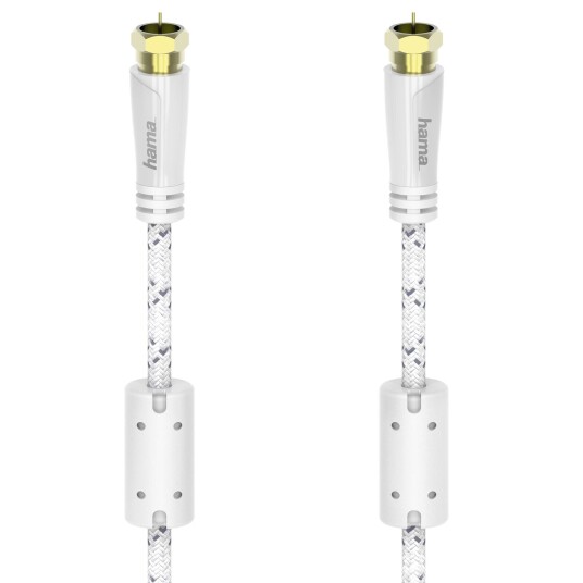 Hama 5m Parabolkabel 120dB Hvit med F-Plug Kobling
