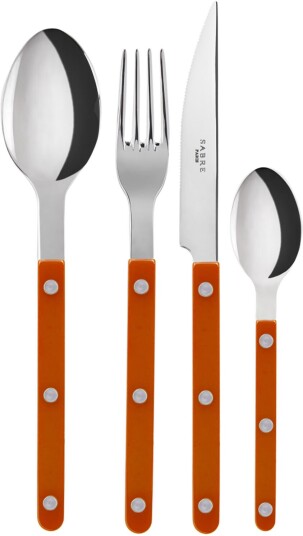 Sabre Paris Bistrot Shiny Solid / 4 Pieces Cutlery Set Orange Bestikksett