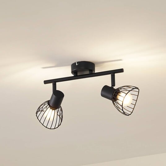 Lindby taklampe Piena svart 2 lyskilder metall 39 cm