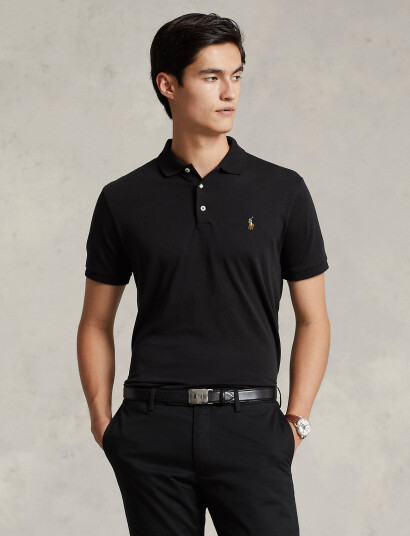 Polo Ralph Lauren Custom Slim Fit Soft Cotton Polo Shirt - Black - M