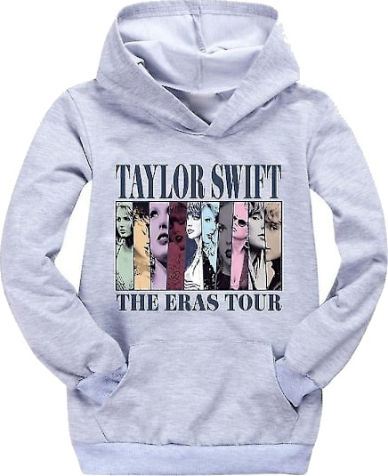 Pop Taylor Swift The Eras Tour Hoodie Jenter Gutter Hettegenser Genser Genser Topper 9 14 År Barn Tenåringer WELLNGS Gray 9 10 Years