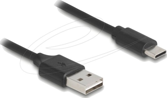 Delock Usb-Kabel Usb Hann Reversibel Til Usb-C Hann Usb 2.0 2 A 80 Cm Rullet Sammen Easy Usb Svart