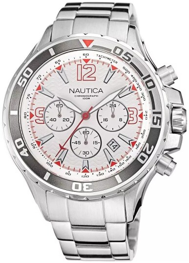 Nautica Herreklokke NAPNSS218 Nst Sølvfarget/Stål Ø49 mm
