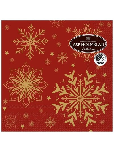 Asp Holmblad Servietter "Crystal" Deep Red/Gold