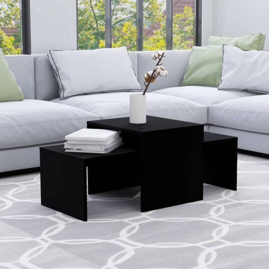 vidaXL Salongbordsett svart 100x48x40 cm sponplate