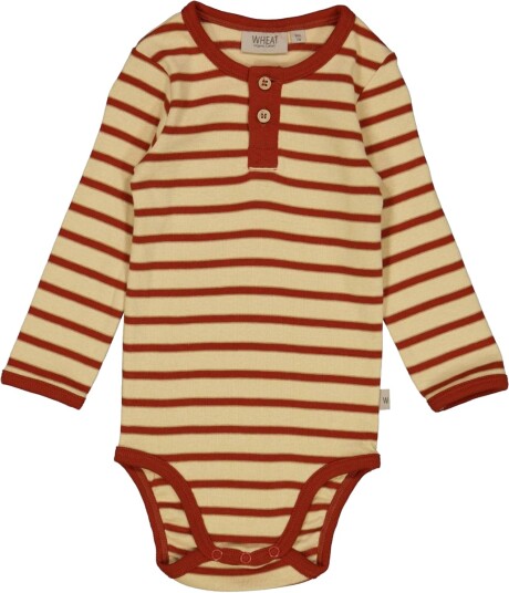 Wheat Body Placket Ls Sienna Stripe (62 / 3 mnd)