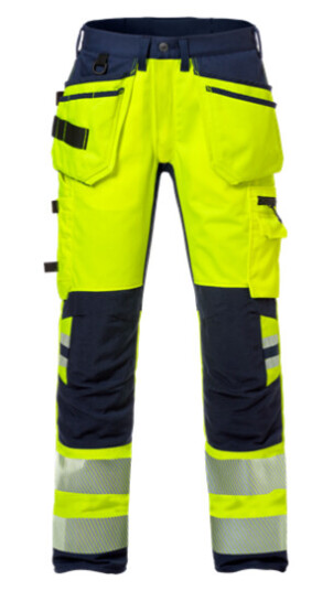 Fristads Hantverkarbyxa Stretch 2707 Plu, Klass 2 Varsel Gul/marinblå C44