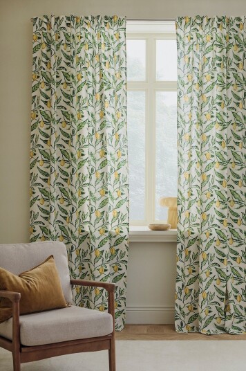 Ellos Home   Gardin med multibånd Jennie Lemon 2 pakning   Gul