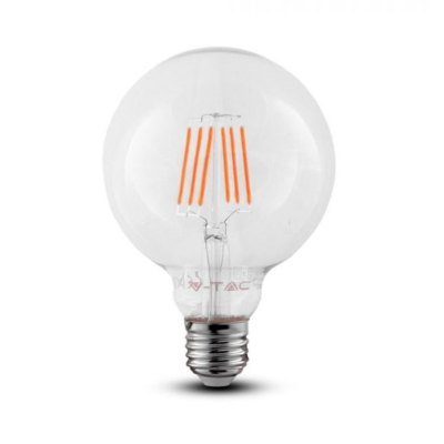 V-Tac 6W LED globepære - Samsung LED chip, Karbon filamenter, Ø12,5 cm, E27 - Dimbar : Ikke dimbar, Kulør : Varm V-Tac 6W LED globepære - Samsung LED chip, Karbon filamenter, Ø12,5 cm, E27 - Dimbar : Ikke dimbar, Kulør : Varm