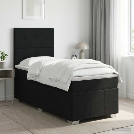 vidaXL Kontinentalseng med madrass Svart 90 x 200 cm Stoff