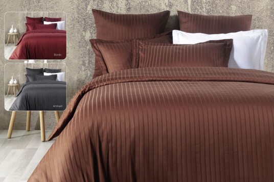 Primacasa by Türkiz Sengetøysett Dobbelt 6 deler Satin Brun