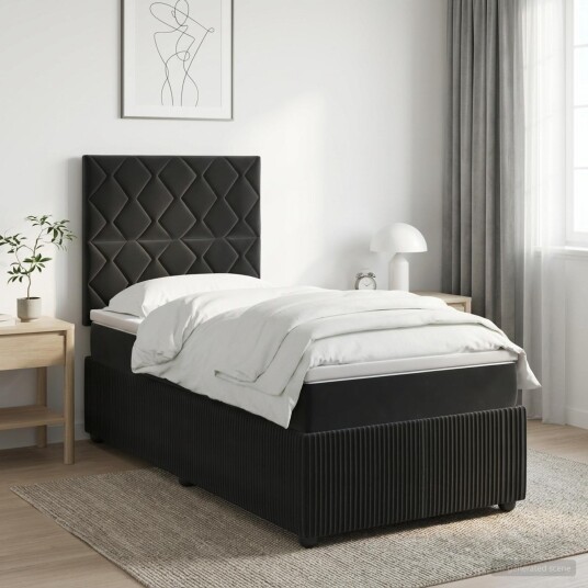 vidaXL LED boksseng med madrass Svart 80 x 200 cm Fløyel