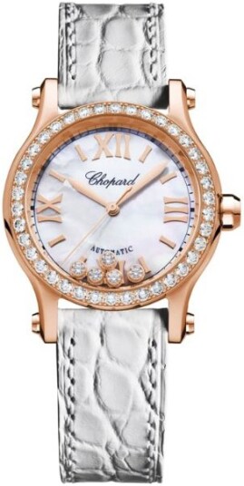 Chopard Dameklokke 274893 5010 Happy Sport Hvit/Lær Ø30 mm
