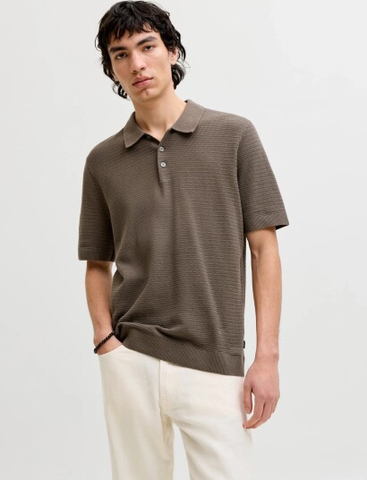 Jack & Jones Jprbluriley Knit Polo Ss Sn Brown S