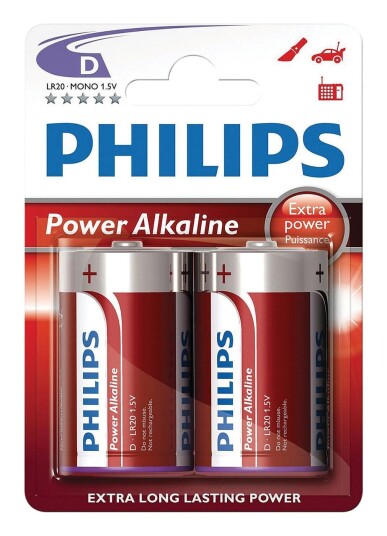 Philips Batteri D 1,5v Lr20 2-Pack