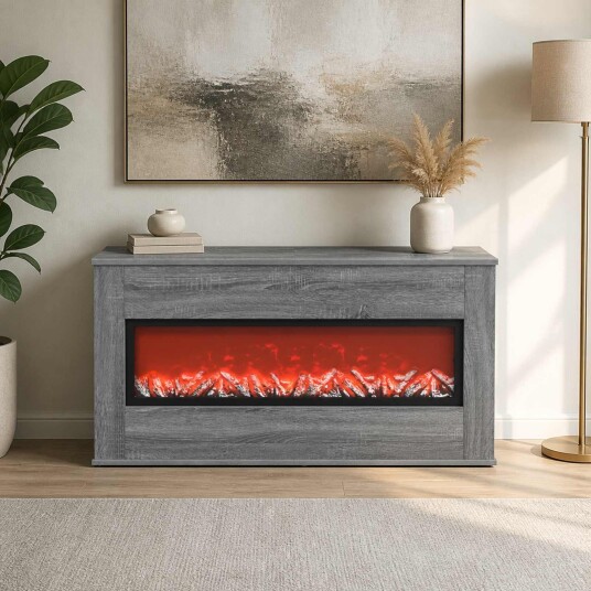 vidaXL Elektrisk peis Grå Sonoma 114 x 18 x 58,5 cm Konstruert tre