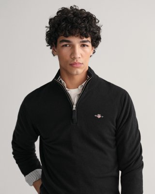 Lammeullsgenser med half-zip BLACK XL Lammeullsgenser med half-zip BLACK XL