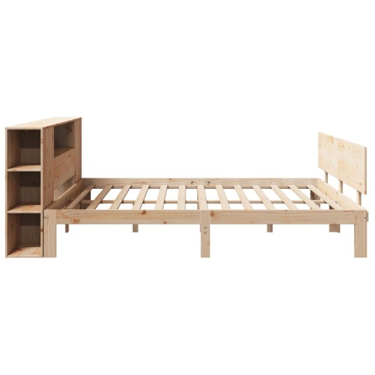 Seng med bokhylle uten madrass 180x200 cm heltre furu 3322638