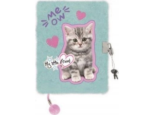 Dagbok Med Hengelås A5 96K Linje My Little Friend Mint Kitty Kotek Meow
